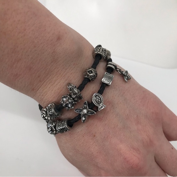 Pandora Leather Double Wrap Bracelet with 1 Charms! - Picture 10 of 12